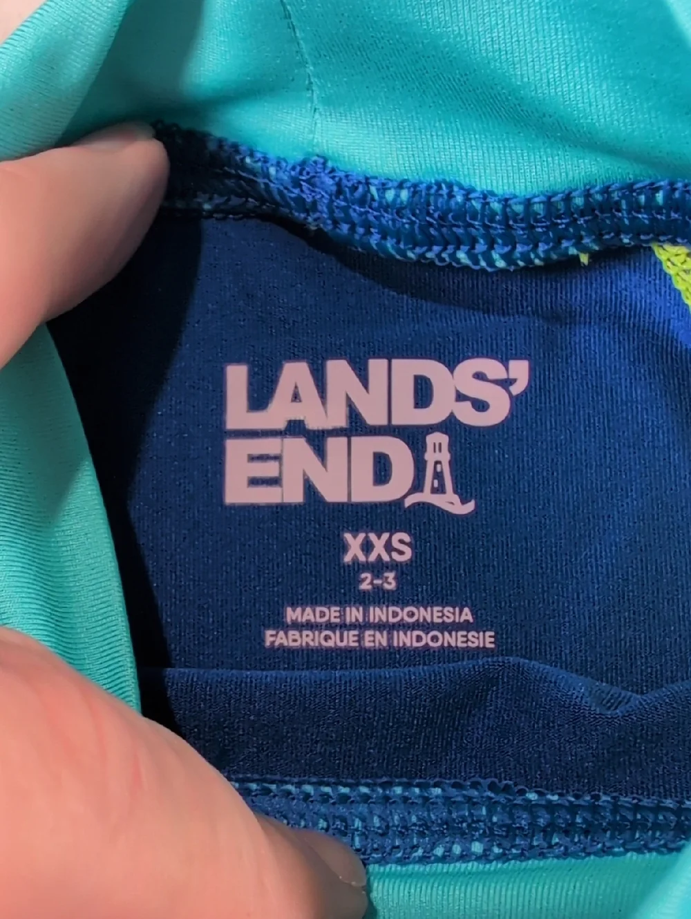 Lands End Blue & Yellow Rash Guard Swim Shirt Size XXS
